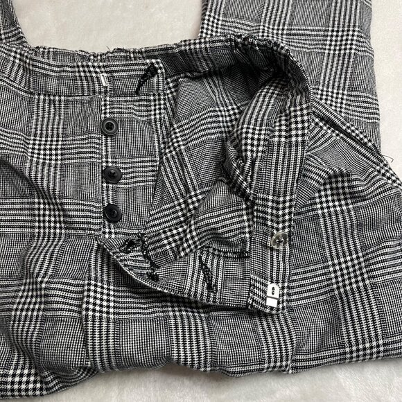 MANGO High Rise Pants Women's Size Medium 100% Cotton Ankle Black‎ White Plaid - Picture 12 of 13